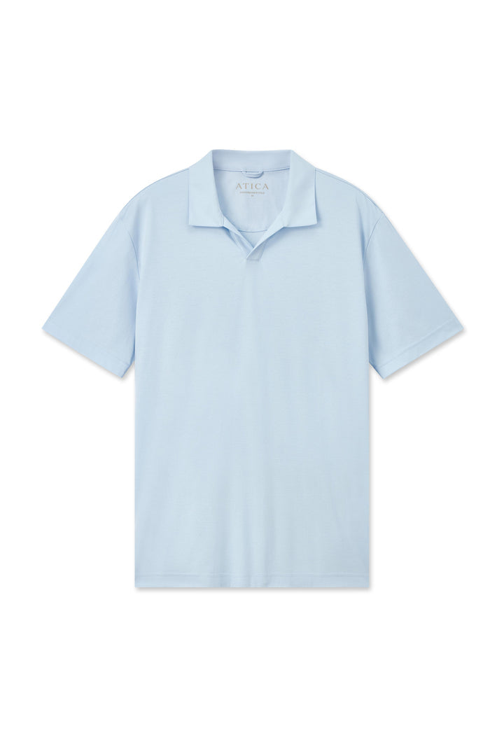 Sky Blue Buttonless Performance Polo - Atica Man