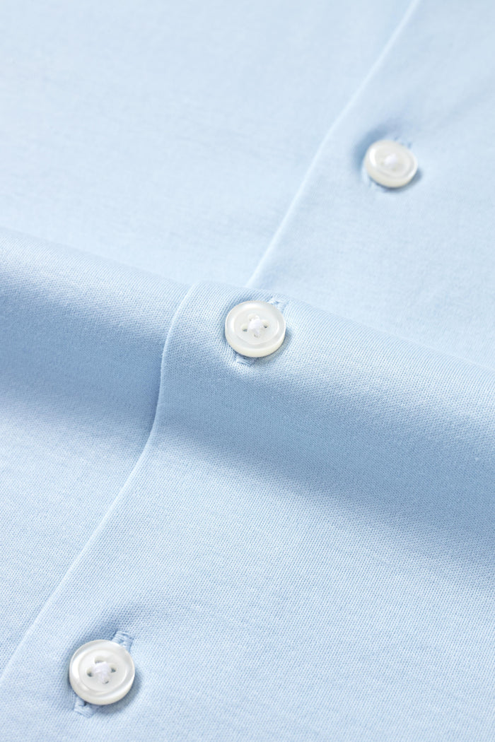Short Sleeve Button Down Knit Shirt - Sky Blue - Atica Man