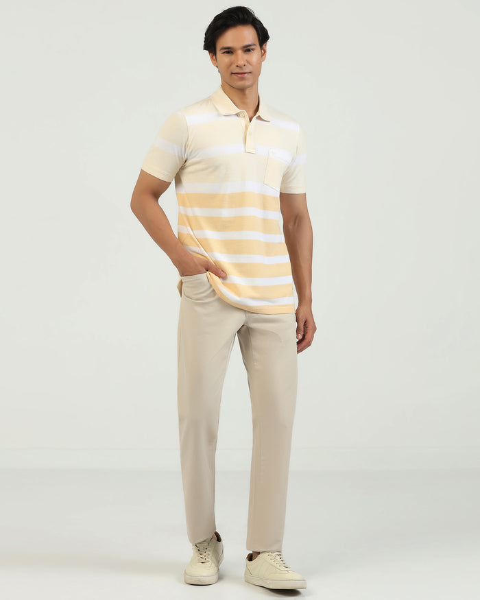 Slim Comfort B-95 Casual Beige Solid Khakis - Silvet