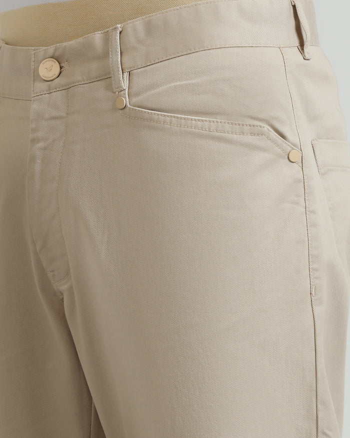 Slim Comfort B-95 Casual Beige Solid Khakis - Silvet