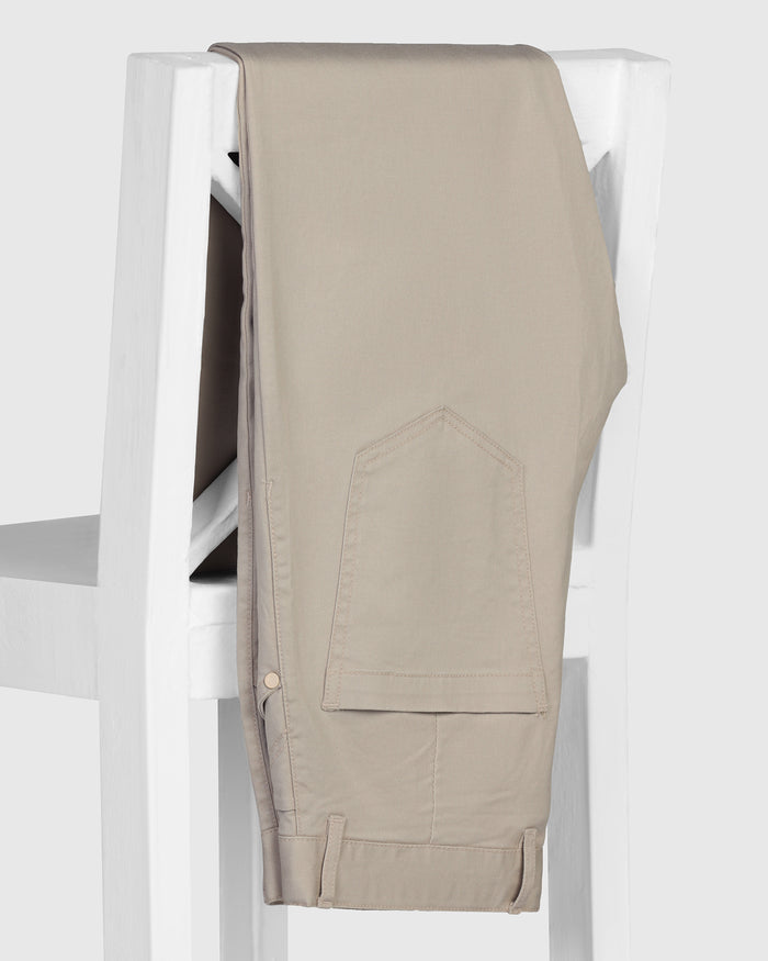 Slim Comfort B-95 Casual Beige Solid Khakis - Silvet