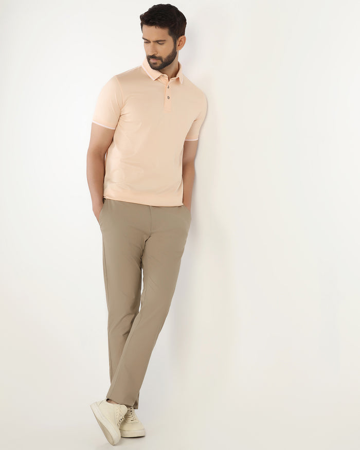 Slim Comfort B-95 Casual Brown Textured Khakis - Kary