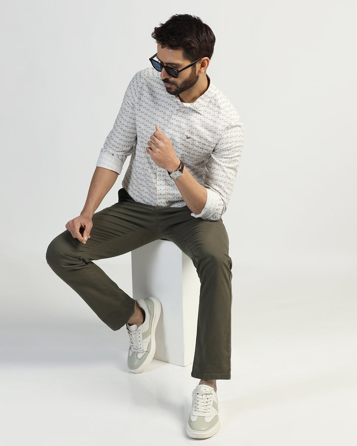 Slim Comfort B-95 Casual Olive Textured Khakis - Kary