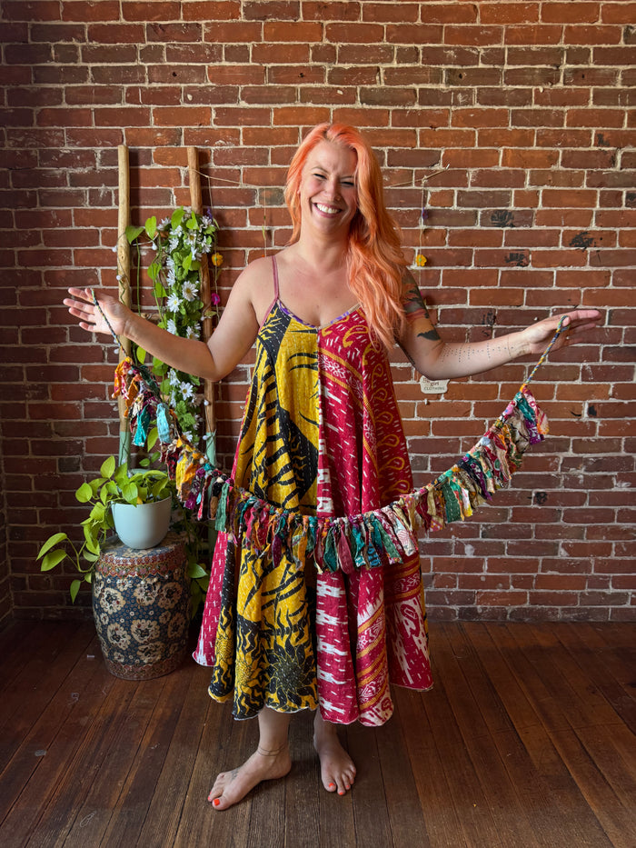 Small Saree Boho Fringe Wall Hanging Garland - Fair Trade Made -Final Sale