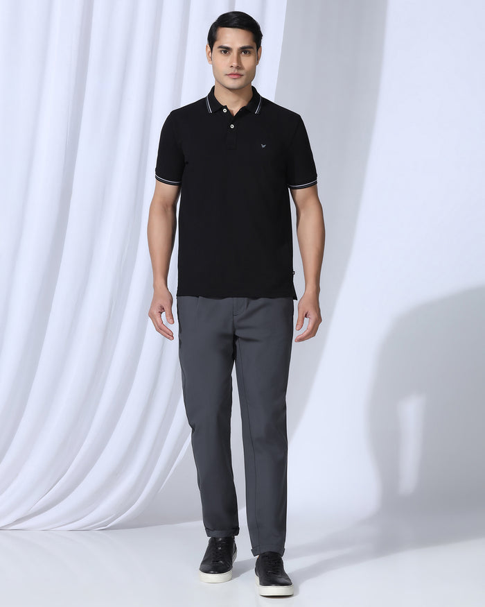 Sneaker Fit Casual Charcoal Solid Khakis - Ario