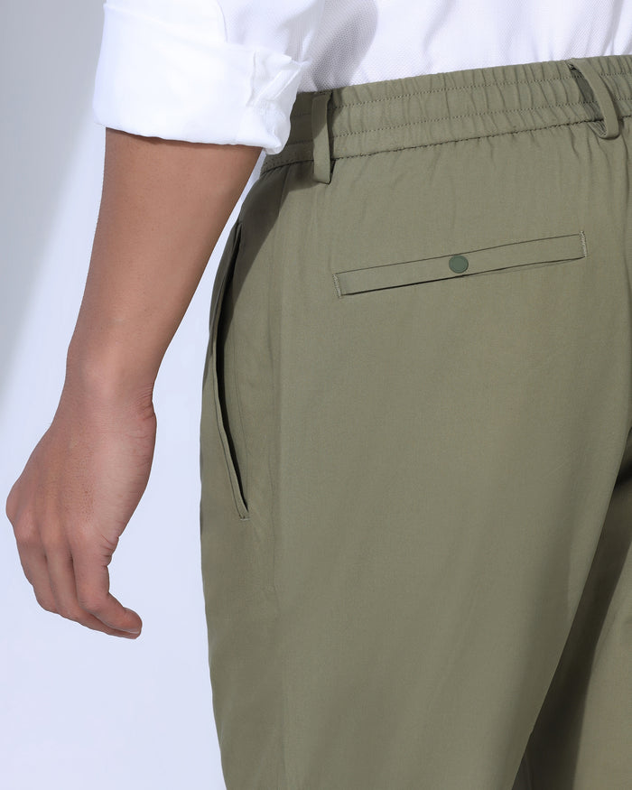 Sneaker Fit Casual Olive Solid Khakis - Ario