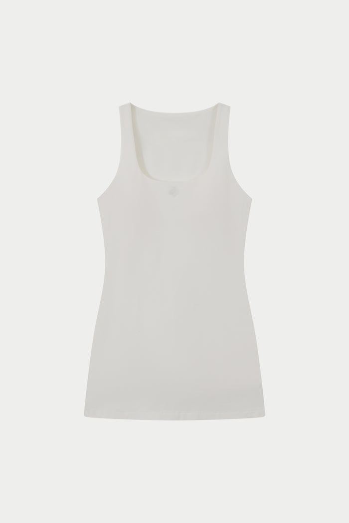 SOFT TOUCH SCOOP NECK DRESS - WHITE
