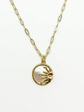18k gold-filled chain with a radiant mother-of-pearl sun pendant