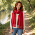 Sparkly Petra Pashmina Style Scarf (70x180cm) - Bright Red