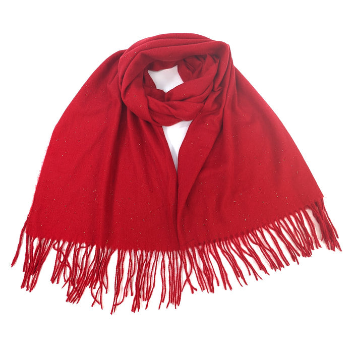 Sparkly Petra Pashmina Style Scarf (70x180cm) - Bright Red