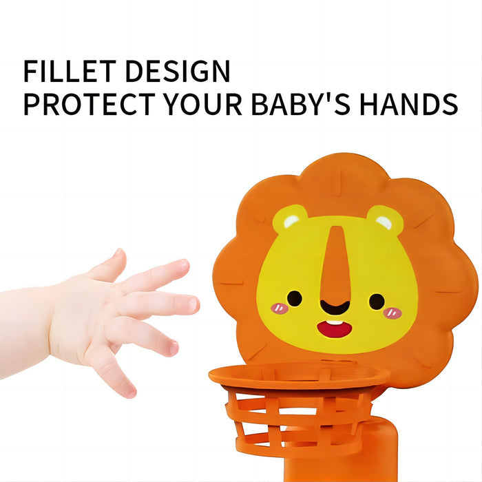 Spiral Race Marble Run STEM Toy – Lion Rebound Design, Removable Side Rails, 3 Color Balls, and Ball-Shooting Basket for Kids 18+ Months - Little Kooma