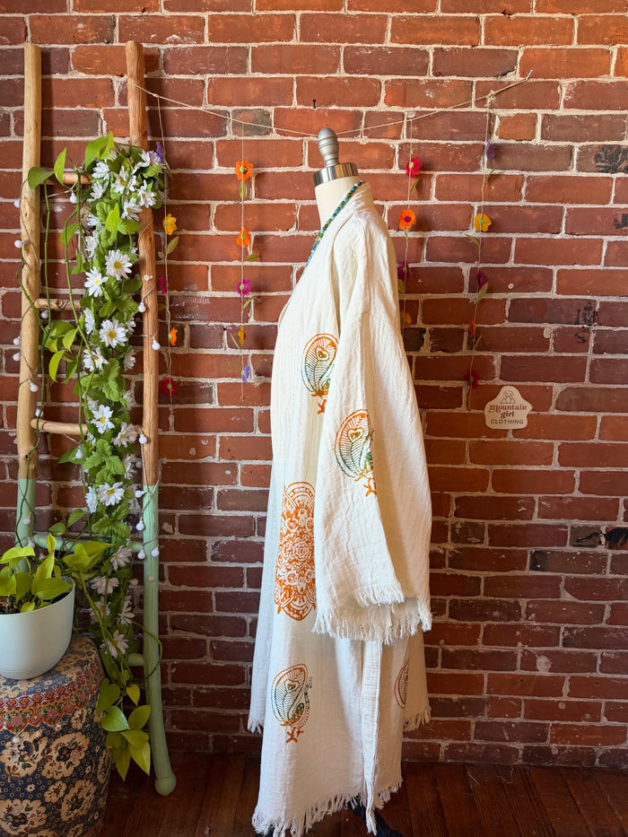 Spirit of Summer 100% Cotton Bell Sleeve Kimono Robe  - Fair Trade Made