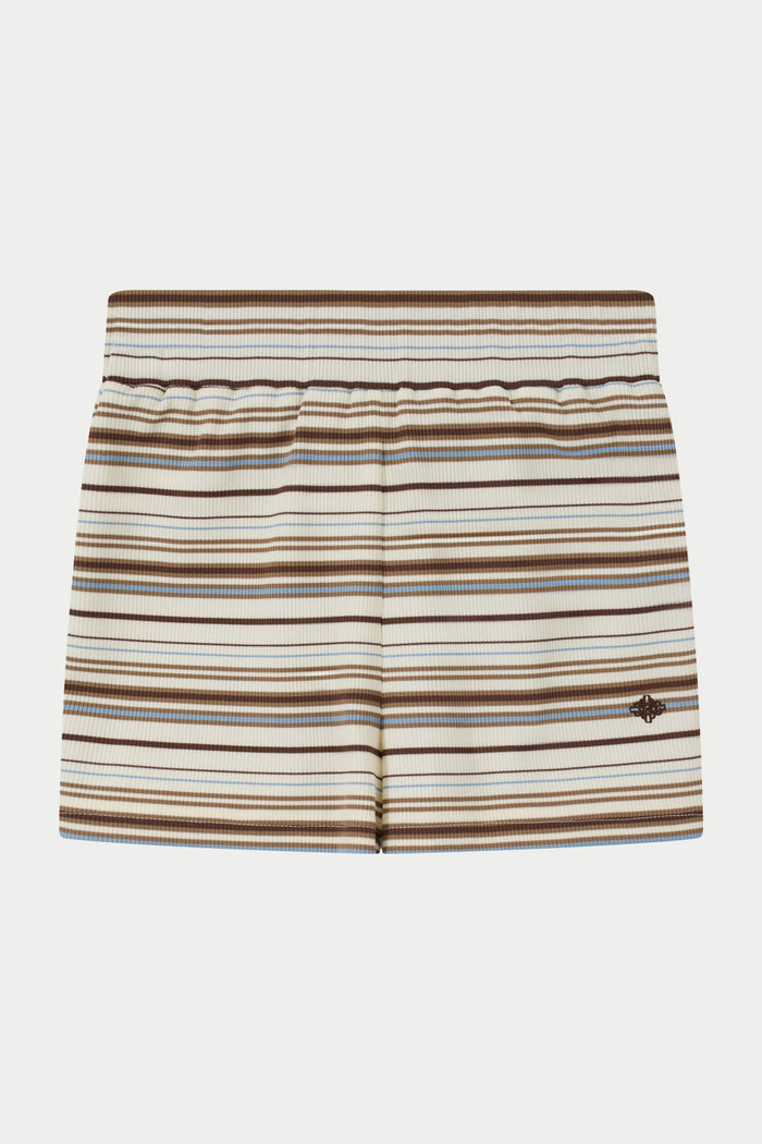 STRIPE MINI SHORTS - BEIGE