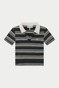 STRIPE SHORT SLEEVE POLO TOP - BLACK