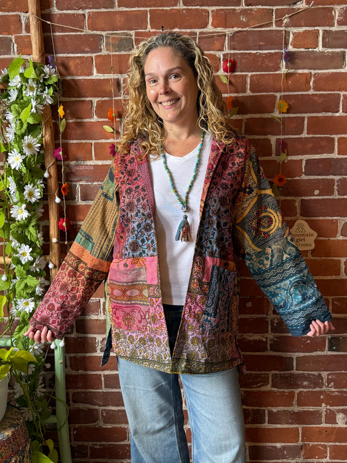 Sun Wanderer Reversible Patchwork Oversized Cotton Jacket - Fair Trade Made