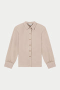 TAILORED SHOULDER PADDED SHIRT - BEIGE