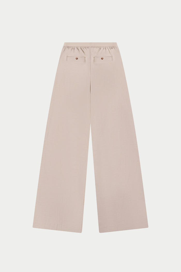 TAILORED WAISTBAND DETAIL TROUSERS - BEIGE