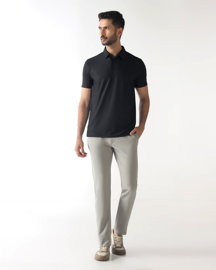 TechPro Polo Black Textured T-Shirt - Molar