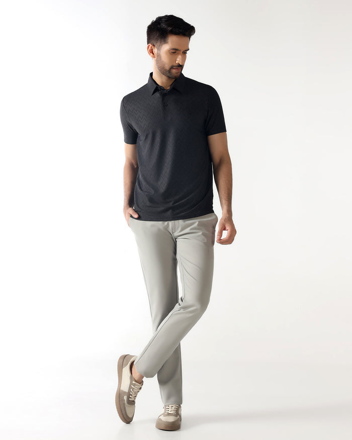 TechPro Polo Black Textured T-Shirt - Molar