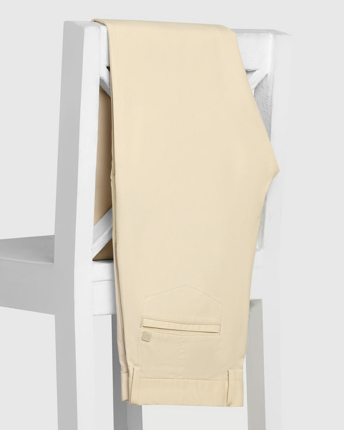 TechPro Slim Fit B-91 Casual Beige Solid Khakis - Sandy