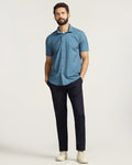 TechPro Slim Fit B-91 Casual Navy Solid Khakis - Sandy