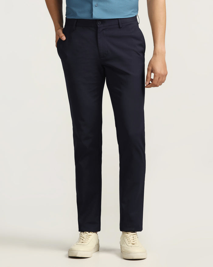 TechPro Slim Fit B-91 Casual Navy Solid Khakis - Sandy