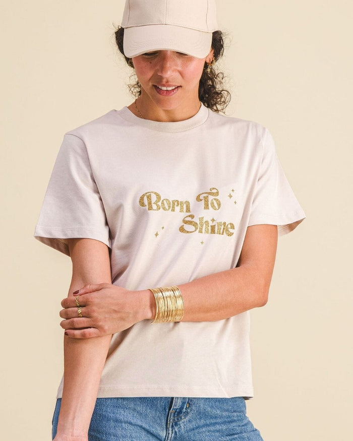 Tee-shirt femme paillettes - Message "Born To Shine" tee-shirt MELLIPOU
