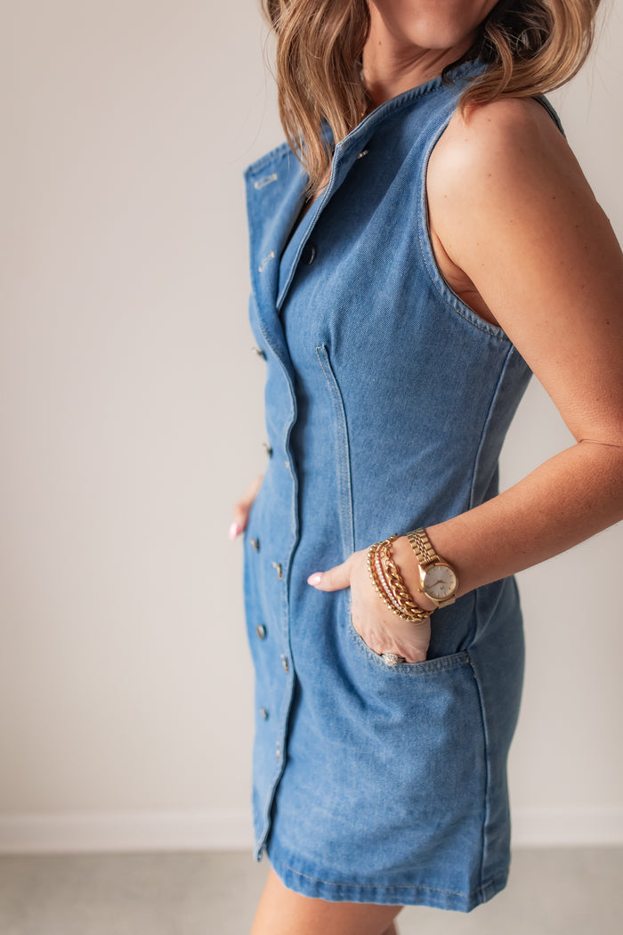 The Double Take Denim Dress - One Eleven Olive Boutique