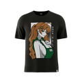 Black short-sleeve crew neck t-shirt shown from the back in size 6XL with a smooth, plain fabric.