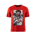 Red shirt featuring a stylized anime demon girl with black wings, red accents, and Japanese text on the side.