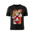Black short-sleeve t-shirt in 6XL size shown from the back with a plain, smooth fabric texture.