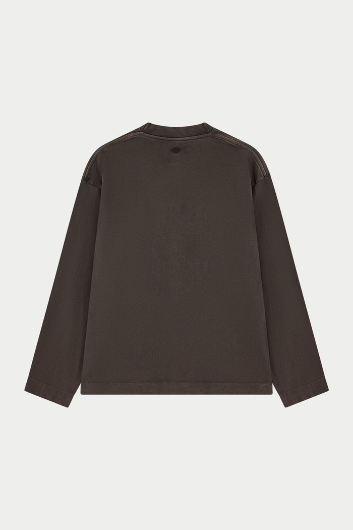 WASHED LONG SLEEVE T-SHIRT - BROWN