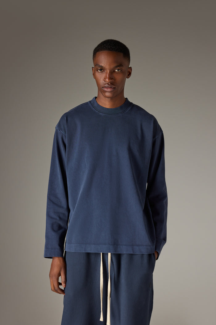 WASHED LONG SLEEVE T-SHIRT - NAVY