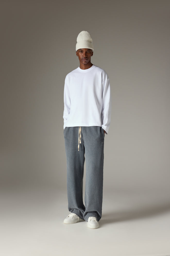 WASHED LONG SLEEVE T-SHIRT - WHITE