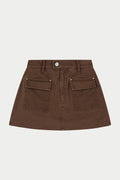 WASHED MINI SKORT - CHOCOLATE