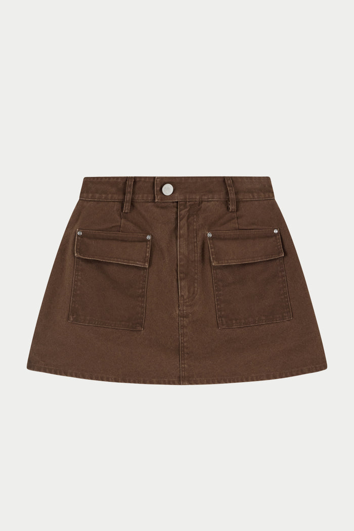 WASHED MINI SKORT - CHOCOLATE
