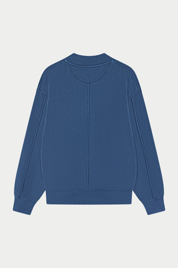 WASHED MOCK NECK SWEATSHIRT - DARK NAVY