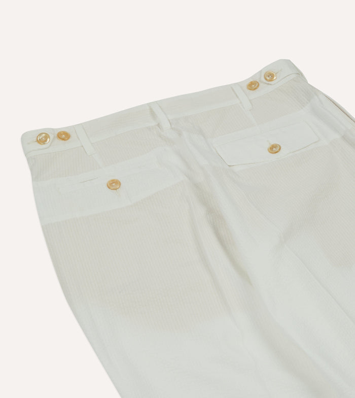 White Seersucker Games Trousers