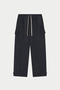 WIDE LEG HERRINGBONE TROUSERS - CHARCOAL