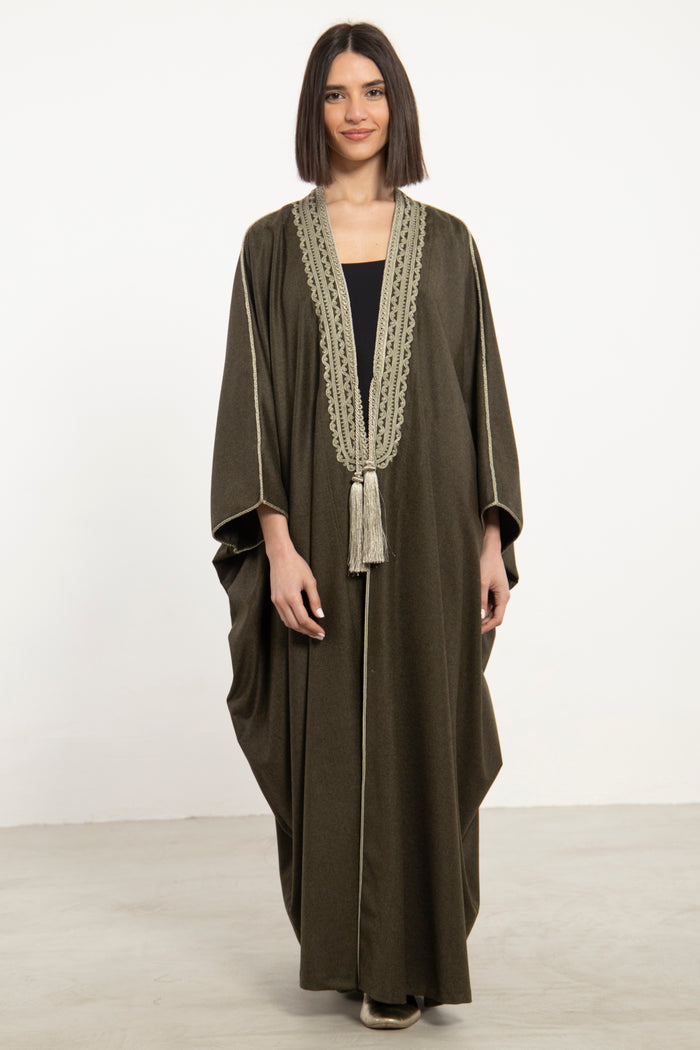 Wool & Cashmere Olive Green Abaya