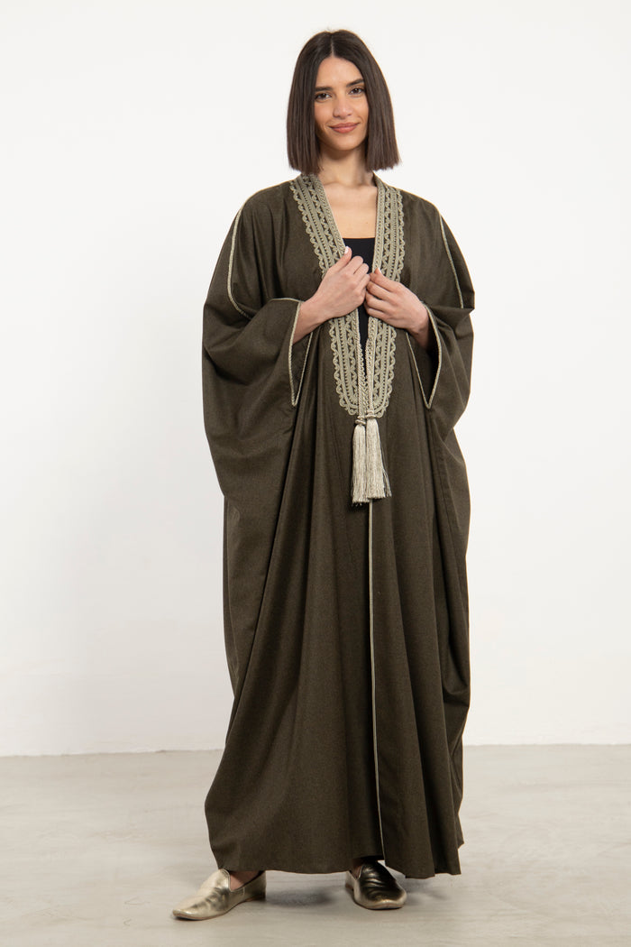 Wool & Cashmere Olive Green Abaya