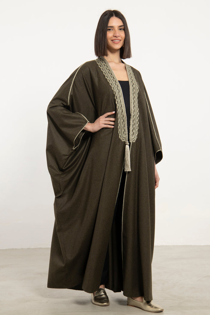 Wool & Cashmere Olive Green Abaya