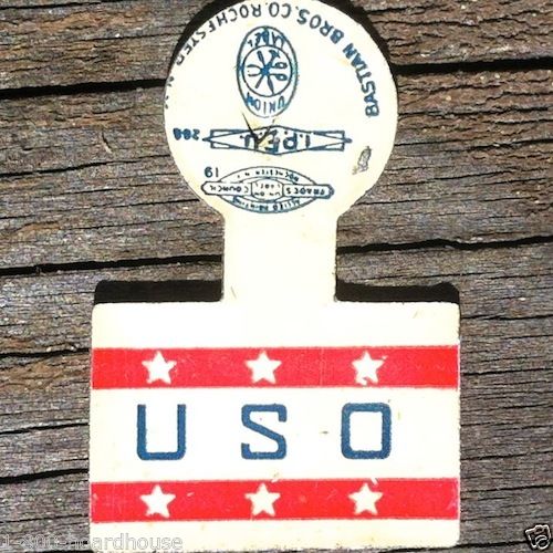 WWII USO United Service Organization Tab Pinback 1940s